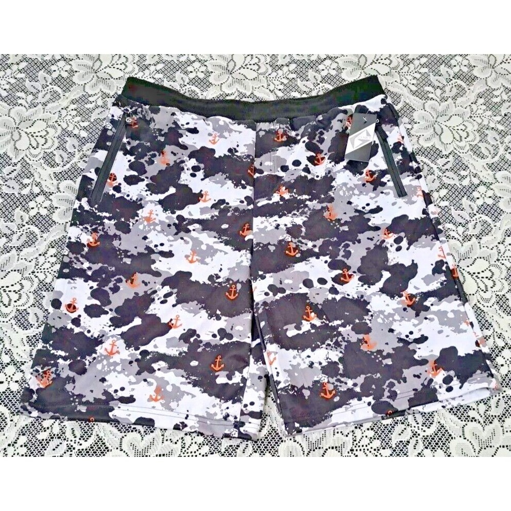 G-net Board Shorts Men's Size 3XL Black Geometric Print Pockets Unlined New